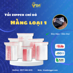 Túi Zip Chỉ Đỏ Khoá Bấm