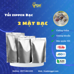 Túi Zip 2 Mặt Bạc